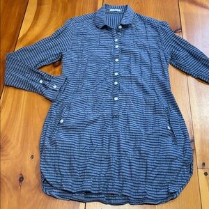 TOAD & CO S Blue Mixologist Tunic Organic Stripe Henley Pockets